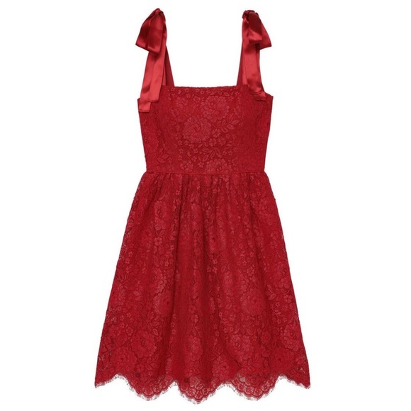 Lucia Satin Strap Lace Dress In Cranberry - Picture 14 of 15